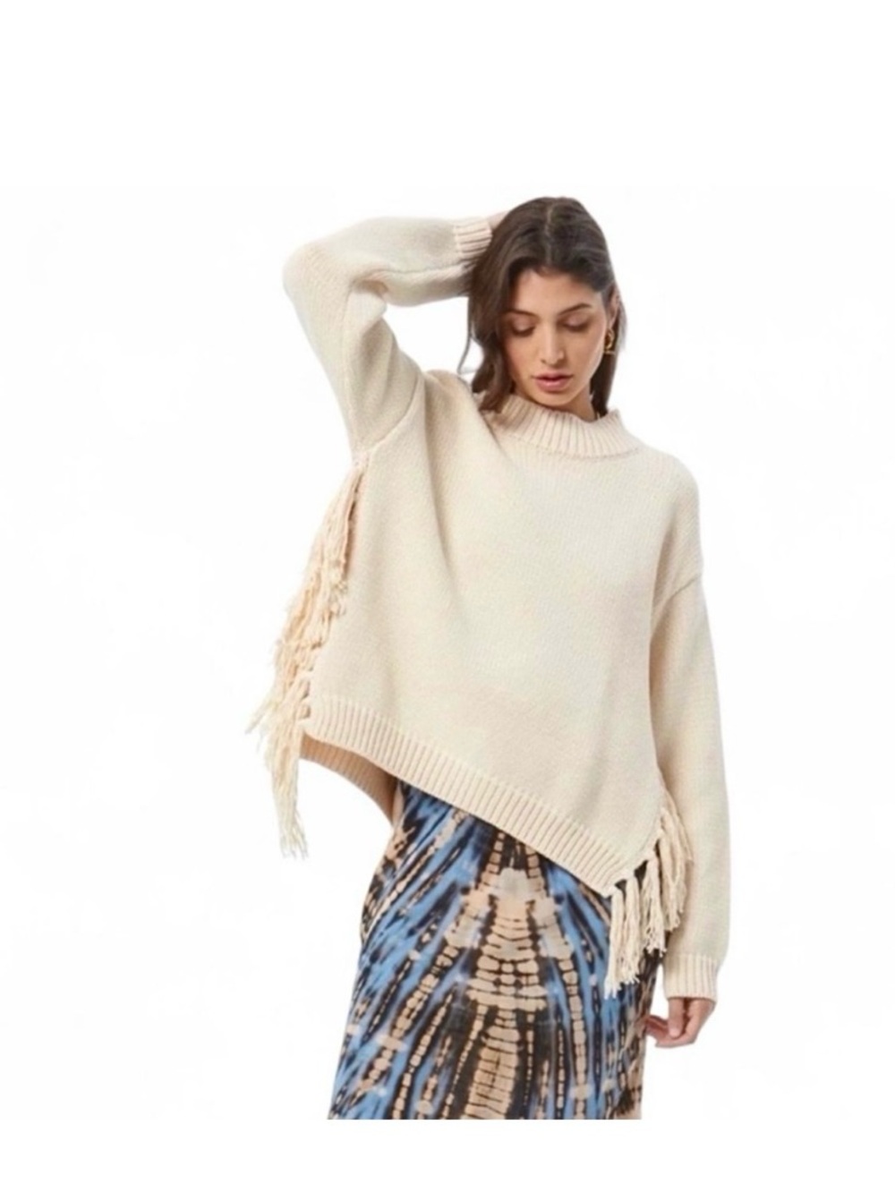 Young Fabulous & Broke Chunky Knit Sweater with Fringe, size M